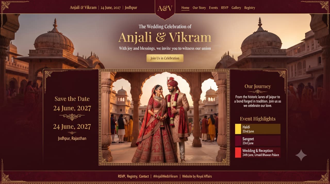 Royal Heritage wedding invitation template preview